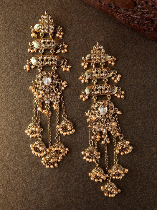 Meera Chopra in Rubans Gold Plated Pearl Embellished Jhumka