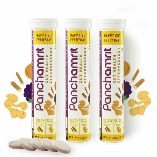 Panchamrit Gut Health Effervescent Tablets | Zesty Lime Flavor