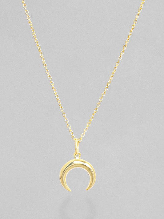 Rubans 925 Silver 18K Gold Plated Chain With Crescent Moon Pendant Necklace.