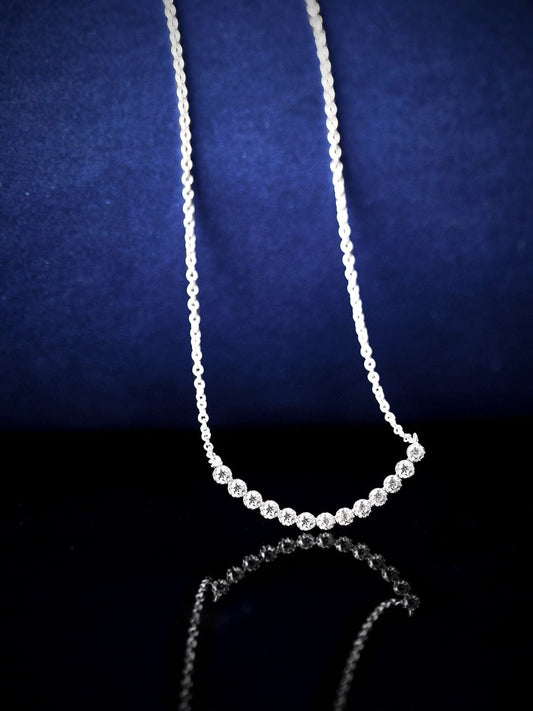 Rubans 925 Silver Celestial Curve Of Zirconia Pendant Necklace