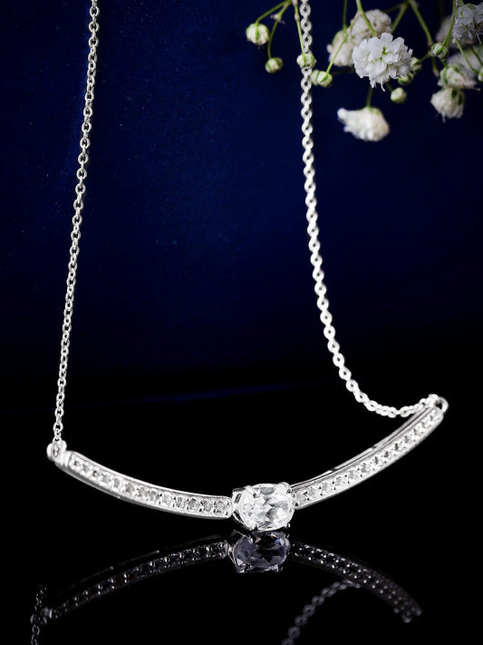 Rubans 925 Silver Celestial Curve Of Zirconia Pendant Necklace