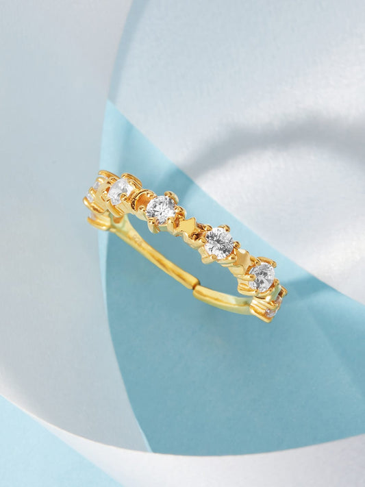 Rubans 925 Silver The Delightful Zirconia Gold Plated Ring