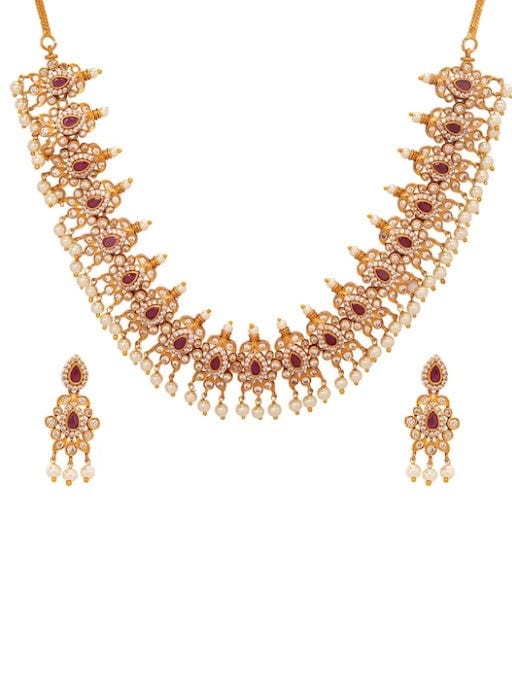 Rubans Gold Plated Elegant Temple Necklace Set