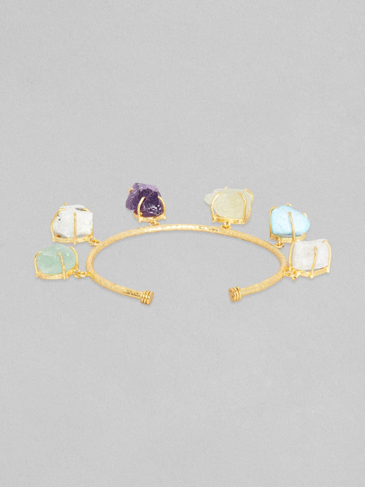 Rubans Voguish 18K Gold Plated On Copper Handcrafted Multicoloured Raw Stone Bracelet