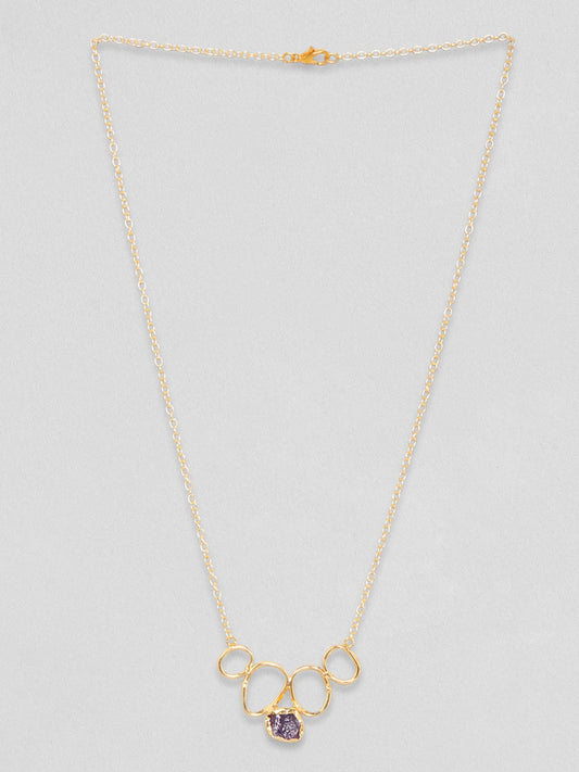 Rubans Voguish 18K Gold Plated On Copper Handcrafted With Raw Stone Setting Minimal Chain