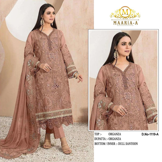 Classic Heavy Organza With Embroidery Work Top Bottom & Dupatta For Womens 12-RD