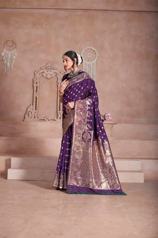 Wedding Soft Silk Banarasi Jari Work Festival Wear Sari With Blouse11-VF