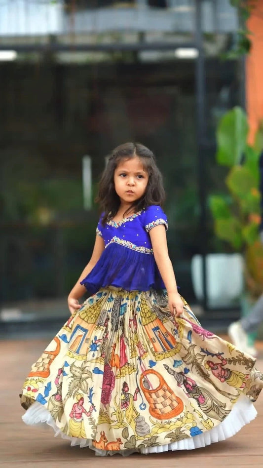 Kid's Chinon Silk With Beautiful Print Traditional Lehenga With Blouse 22-MNT