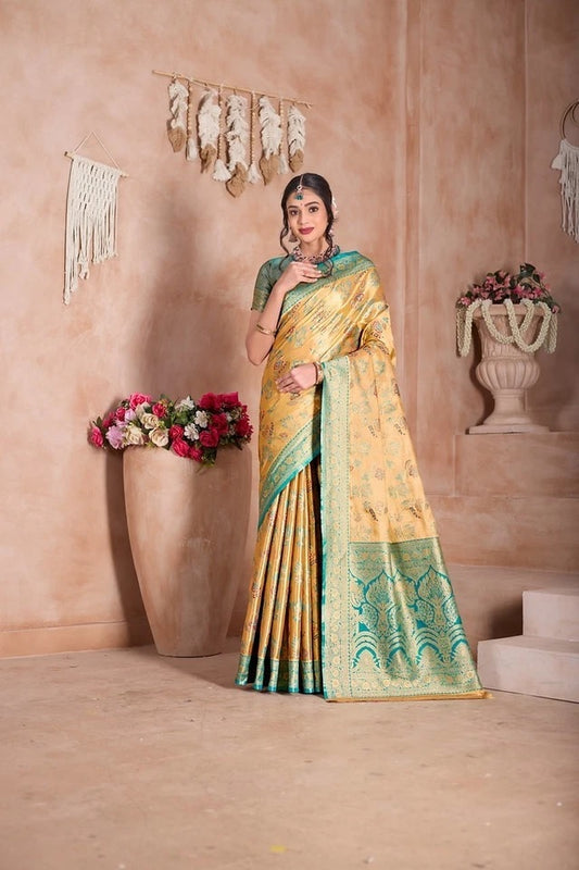 Pure Tissue Traditional Wear Wedding Festival Saree With Blouse 11-VF