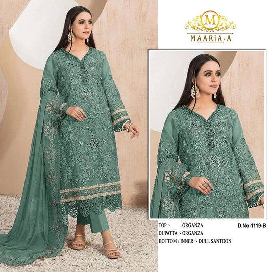 Classic Heavy Organza With Embroidery Work Top Bottom & Dupatta For Womens 12-RD