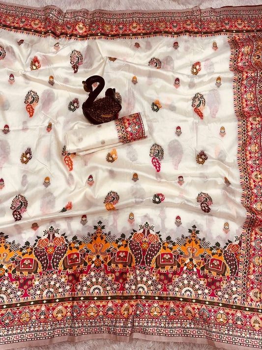 Pure Soft Rajwadi Pashmina Silk Weaving Saree Traditional Sari With Blouse 11-SS