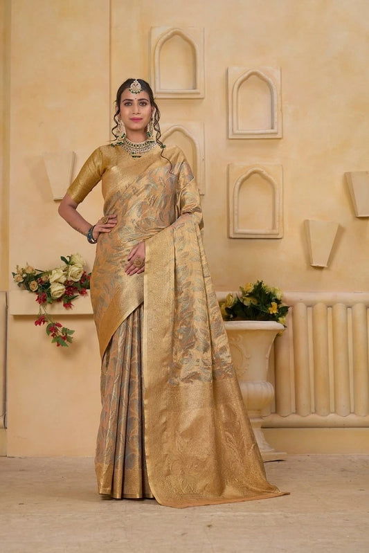 Indian Pure Tissu Traditional Wedding Festival Saree With Blouse 11-VF