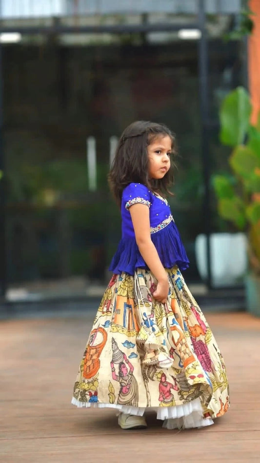 Kid's Chinon Silk With Beautiful Print Traditional Lehenga With Blouse 22-MNT