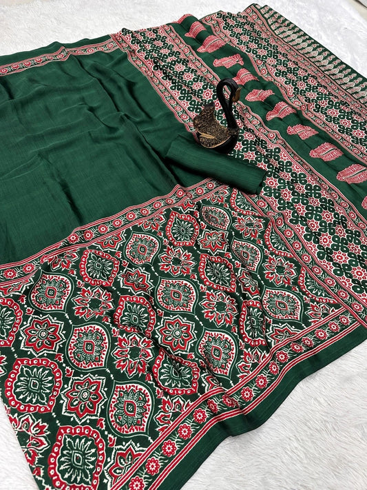 Simple Classic Fancy Lagdi Pure Gajji Soft Silk Saree With Blouse 11-SS