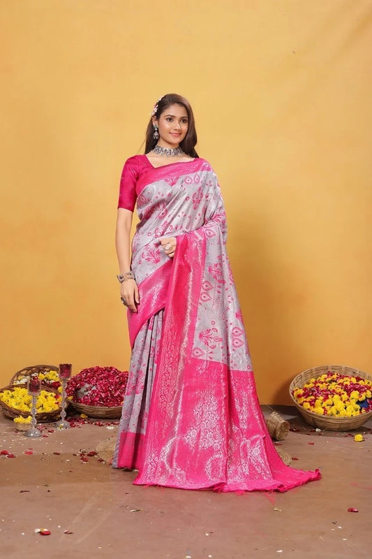 Kanjiwaram Silk With Rich Pallu Traditional Wear Sari With Blouse 11-VF