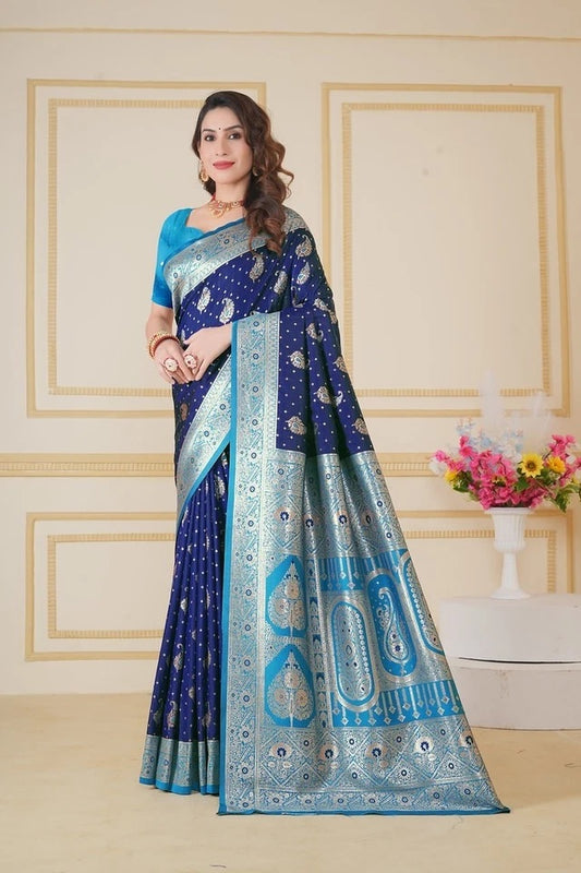 Traditionl Soft Silk Weaving Saree With Banarasi Jari Work With Blouse11-VF