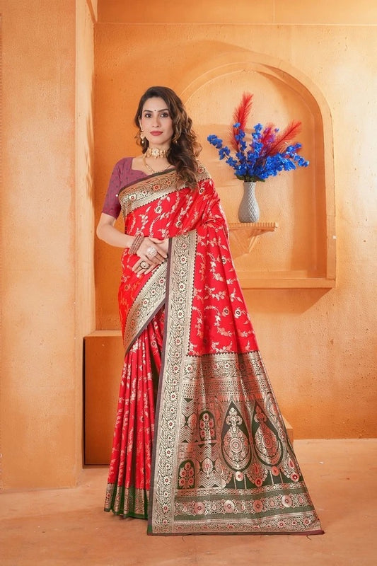 Soft Silk Weaving Saree With Banarasi Jari Work Designer With Blouse 11-VF