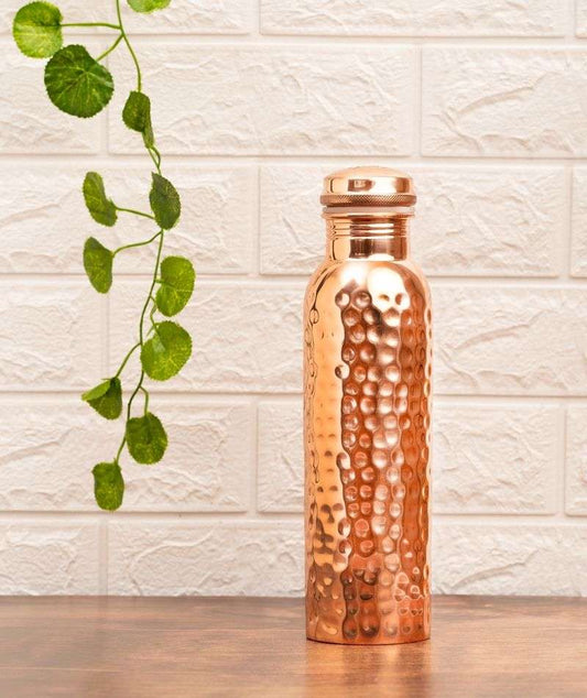 Ishalife Hammered Copper Water Bottle - 950 ml