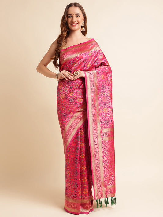 Women's Heavy Banarasi Weaving Patola Silk Saree