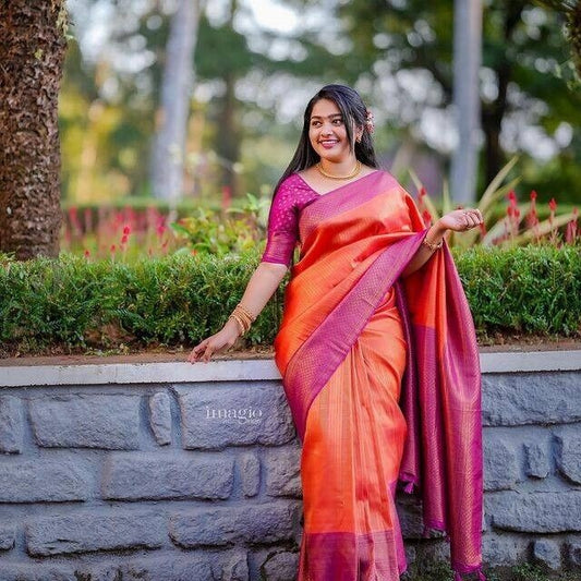 Soft Silk With Beautiful Rich Design Pallu Saree With Blouse