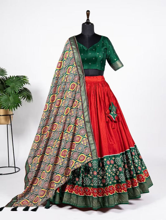 Dola Silk Printed With Foil Work Lehenga Blouse With Dupatta