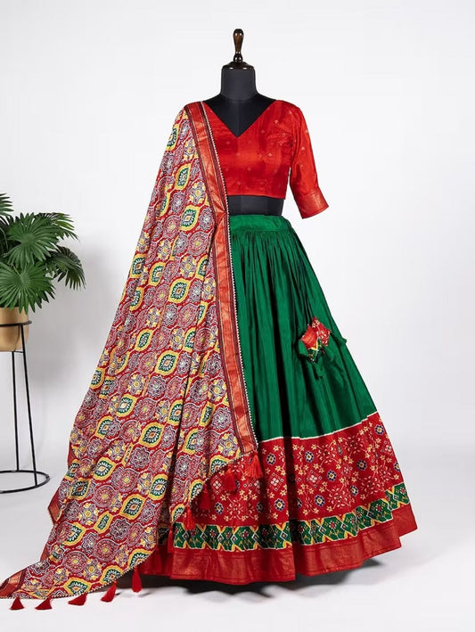 Dola Silk Printed With Foil Work Lehenga Blouse With Dupatta