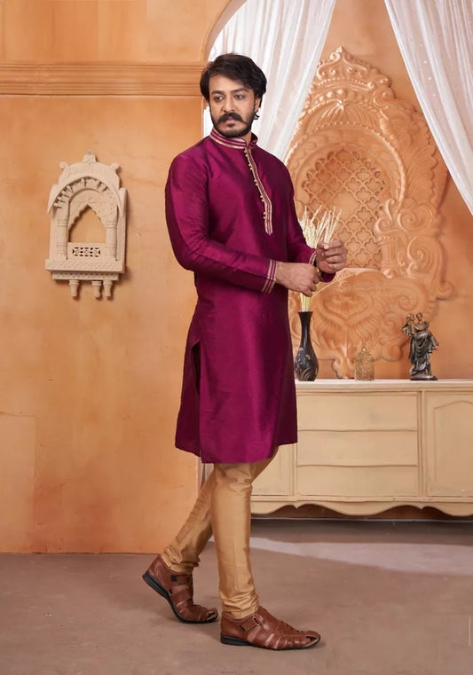 Men's Pure Silk Jacquard Kurta Pajama Set