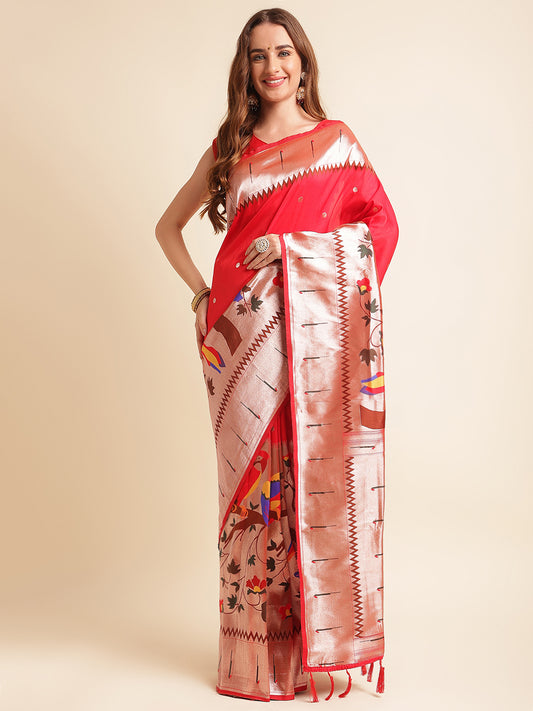 Pure Soft Kanchivram Paithani Silk Saree For Women's