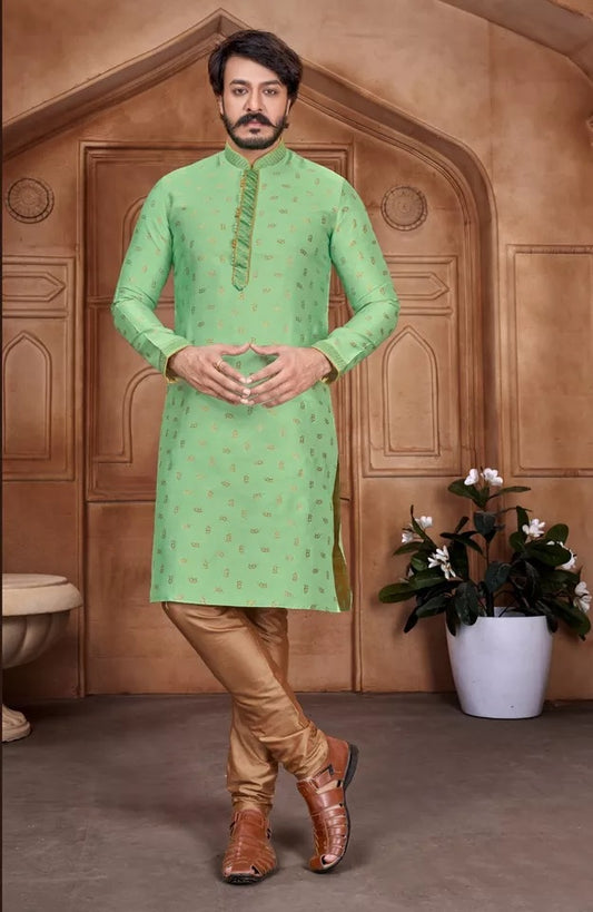 Jacquard Silk Kurta Pajama For Men's