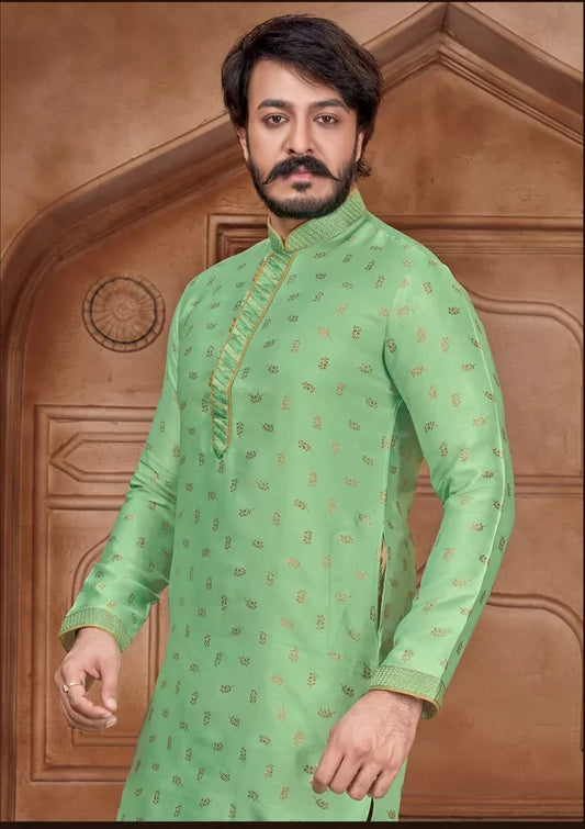 Jacquard Silk Kurta Pajama For Men's