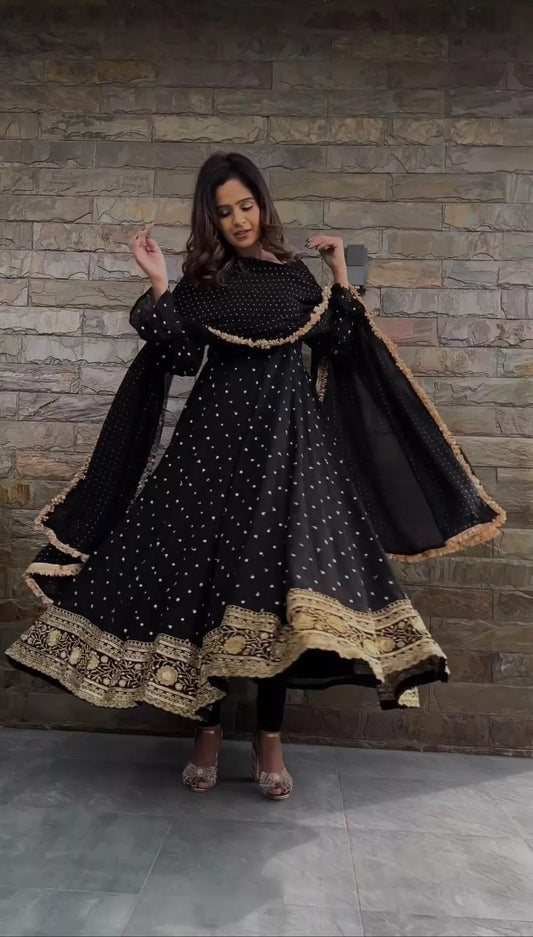 Traditional Anarkali Faux Georgette Top Pant Dupatta