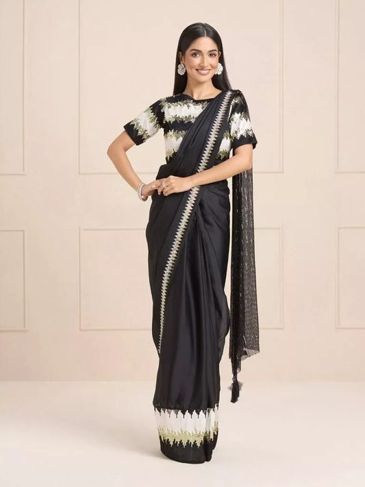 Heavy Pure Soft Georgette With Sequence Work Saree & Blouse