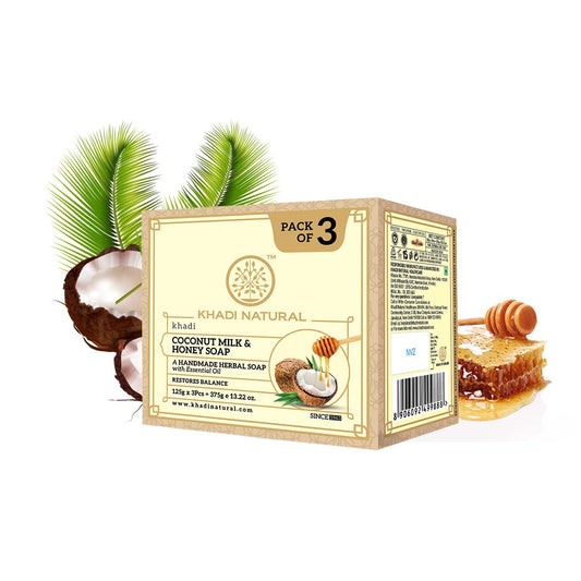 Khadi Natural Herbal Coconut Milk & Honey Soap | Pack of 3