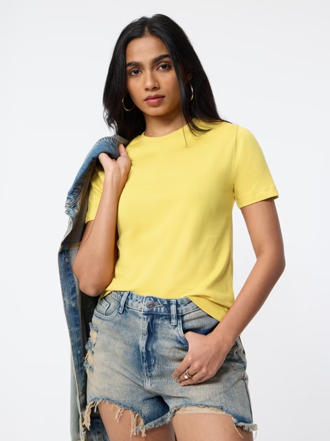 Solids: Sunny Yellow Women T-Shirts