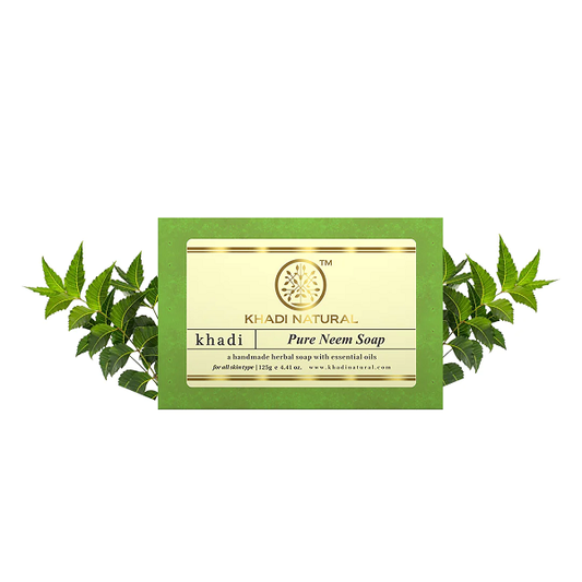 Khadi Natural Pure Neem Soap, 125g Herbal Bathing Soap for Acne Natural Soap with Essential Oils Anti-Bacterial Soap Suitable for All Skin Types