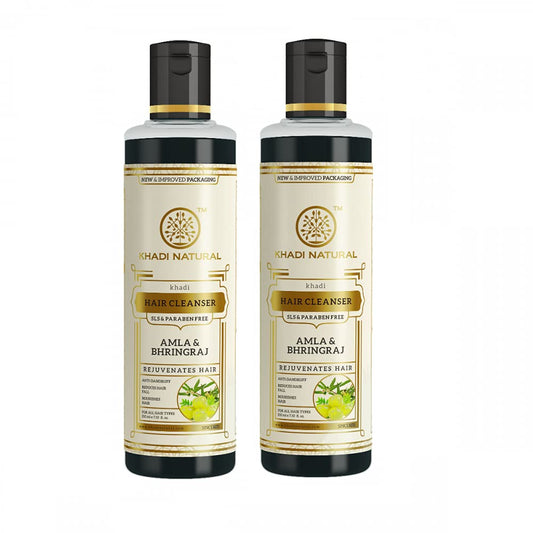 Khadi Natural Ayurvedic Amla and Bhringraj Shampoo SLS and Paraben Free, 210 ml (Pack of 2)