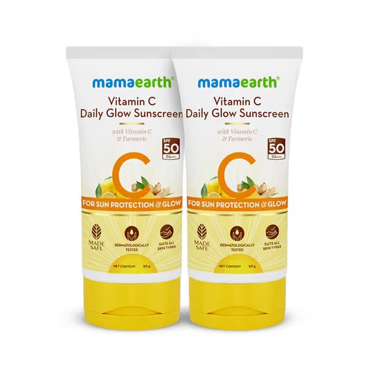 Vitamin C Daily Glow Sunscreen With Vitamin C & Turmeric for Sun Protection & Glow - 50 g - Pack of 2