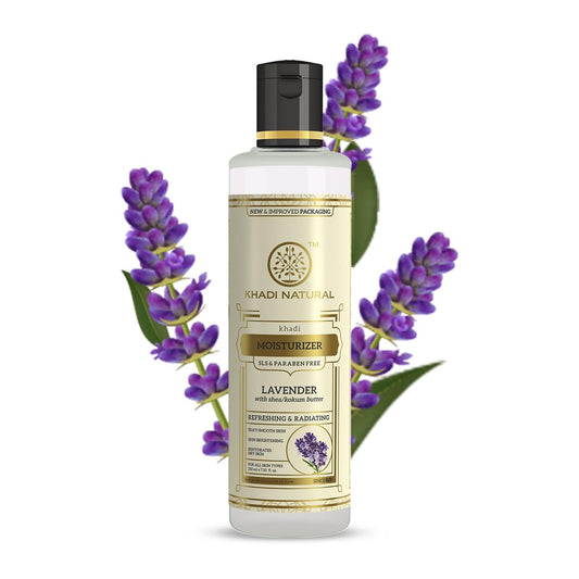 KHADI NATURAL Lavender Herbal Moisturizer With Shea Kokum Butter, SLS and Paraben Free, 210 ml