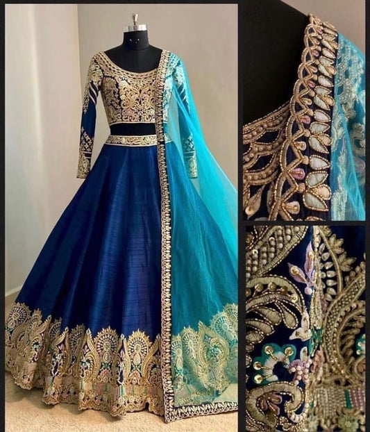 Phantom Silk Heavy Embroidered Wedding Lehenga Choli Bridal Lenghas 15-EB2