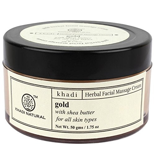 Khadi Natural Gold Herbal Facial Massage Cream with Shea Butter, 50g