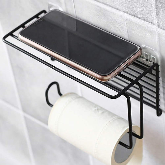 Toilet Paper Holder with Shelf Tissue Paper Roll