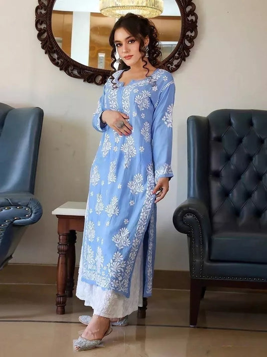 Traditional Rayon Kurti Palazzo 2 Piece Set