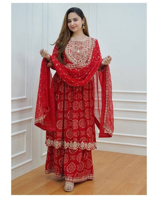 Heavy Rayon, Embroidery Work Salwar Kameez With Dupatta