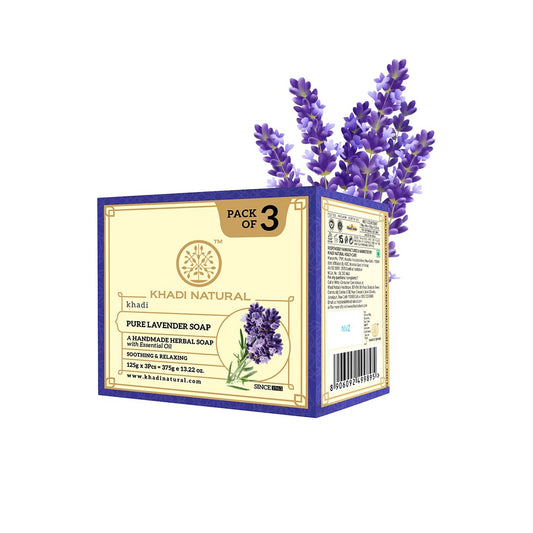 Khadi Natural Lavender Soap  Herbal Bathing Soap for Healthy Skin  Natural Soap with Essential Oils  Soap for Soft Skin  Suitable for All Skin Types