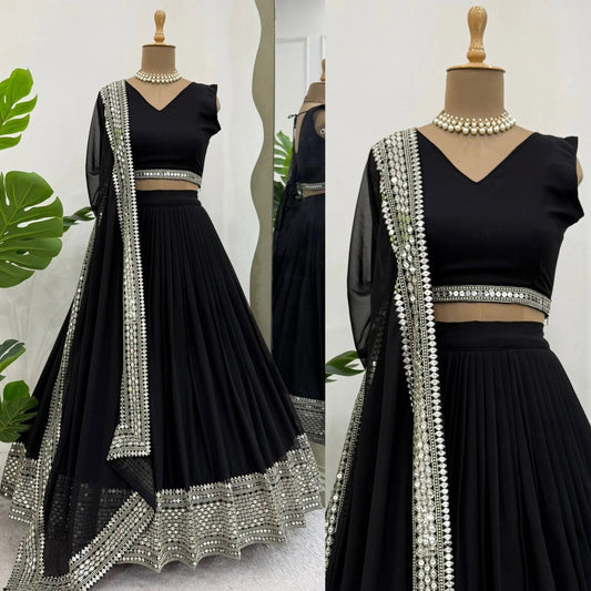New Designer American Silk Faux Georgette Lehenga Blouse & Dupatta