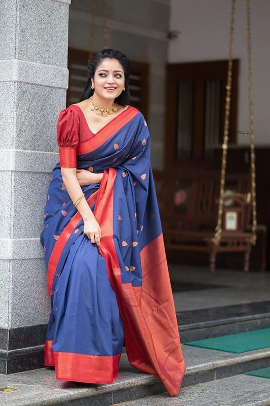 Soft Lichi Silk With Beautiful Jacquard Border Saree With Blouse