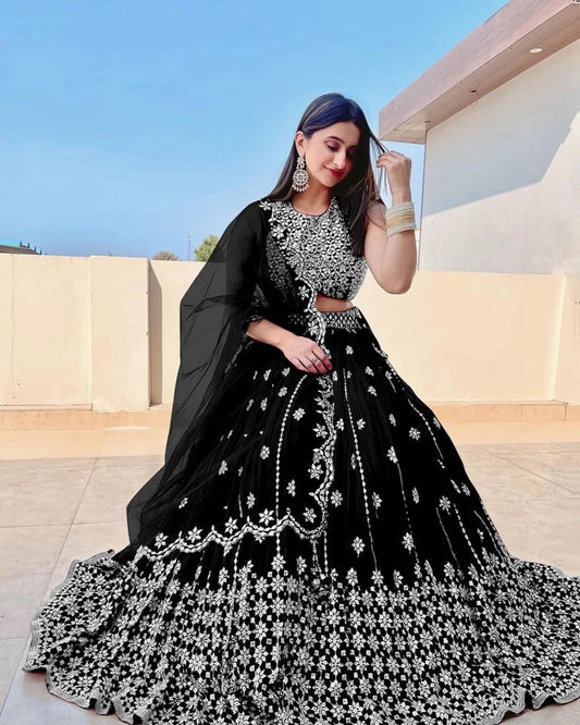 Georgette Embroidery with 9 mm Sequence Work Lehenga Choli With Dupatta