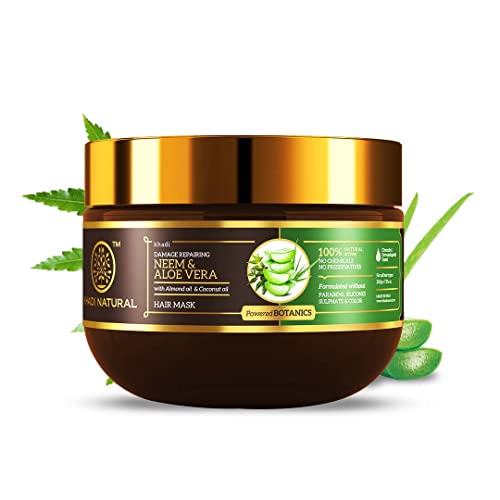 Khadi Natural Neem & Aloe Vera Hair Mask - Paraben, Silicones, Sulphate & Color Free-200 g