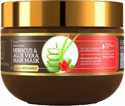 Khadi Natural Hibiscus & Aloe Vera Hair Mask - Parabens, Silicones, Sulphate & Color Free-200 g