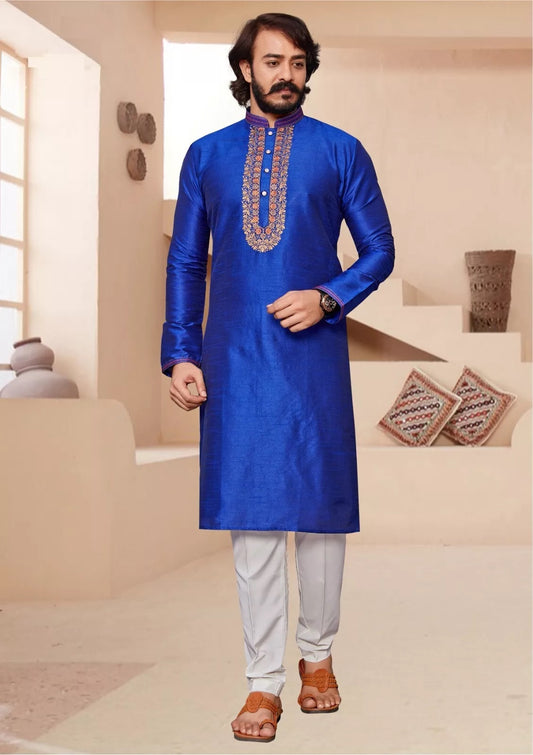 Art Silk Embroidery Work Men's Kurta Pajama